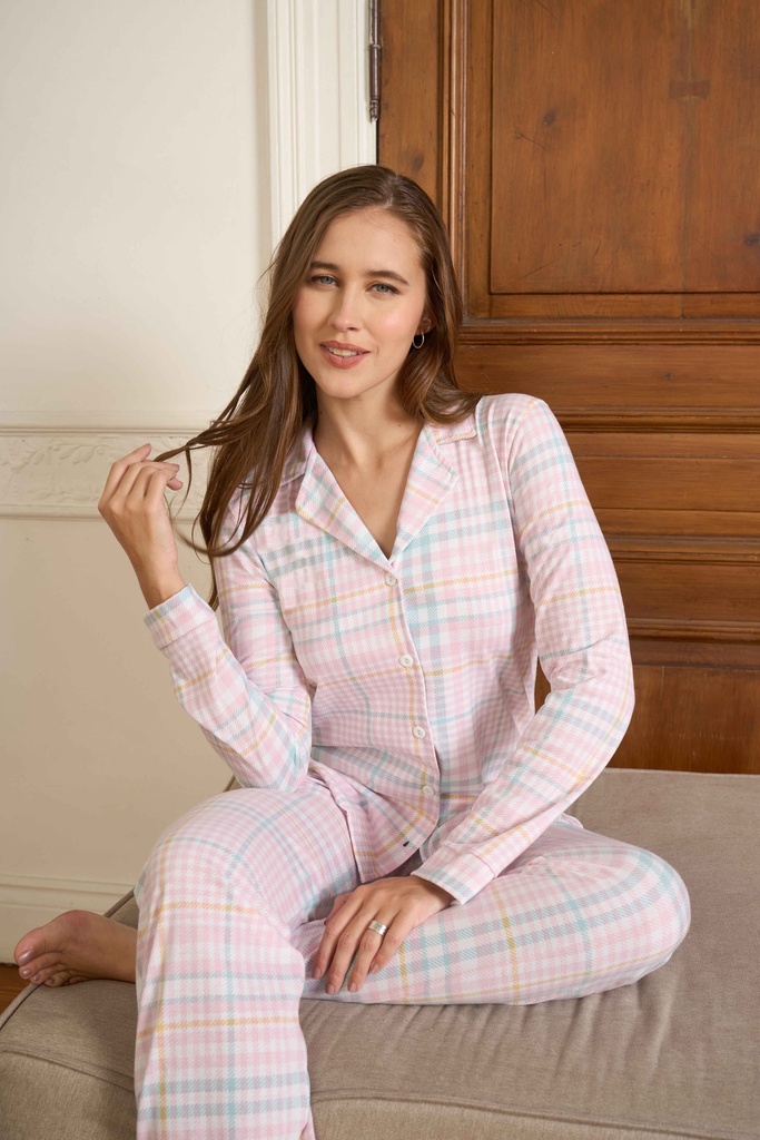INV. PIJAMA DE JERSEY ESTAMPADO ABOTONADO