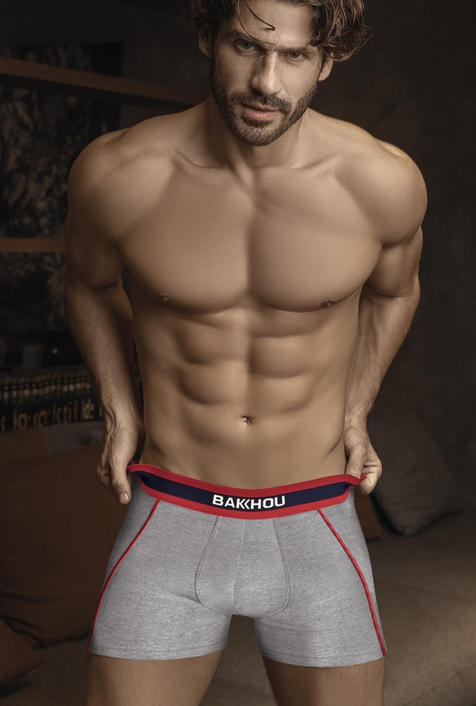 BOXER ALGODÓN Y LYCRA LISO CON DETALLE DE LINEAS