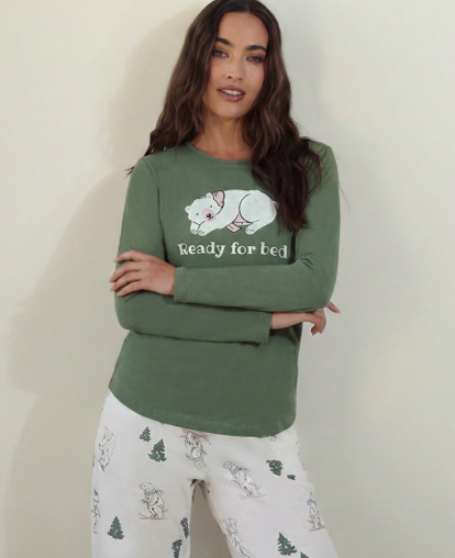 INV. PIJAMA DE DAMA ESTAMPADO DE JERSEY "OSO"