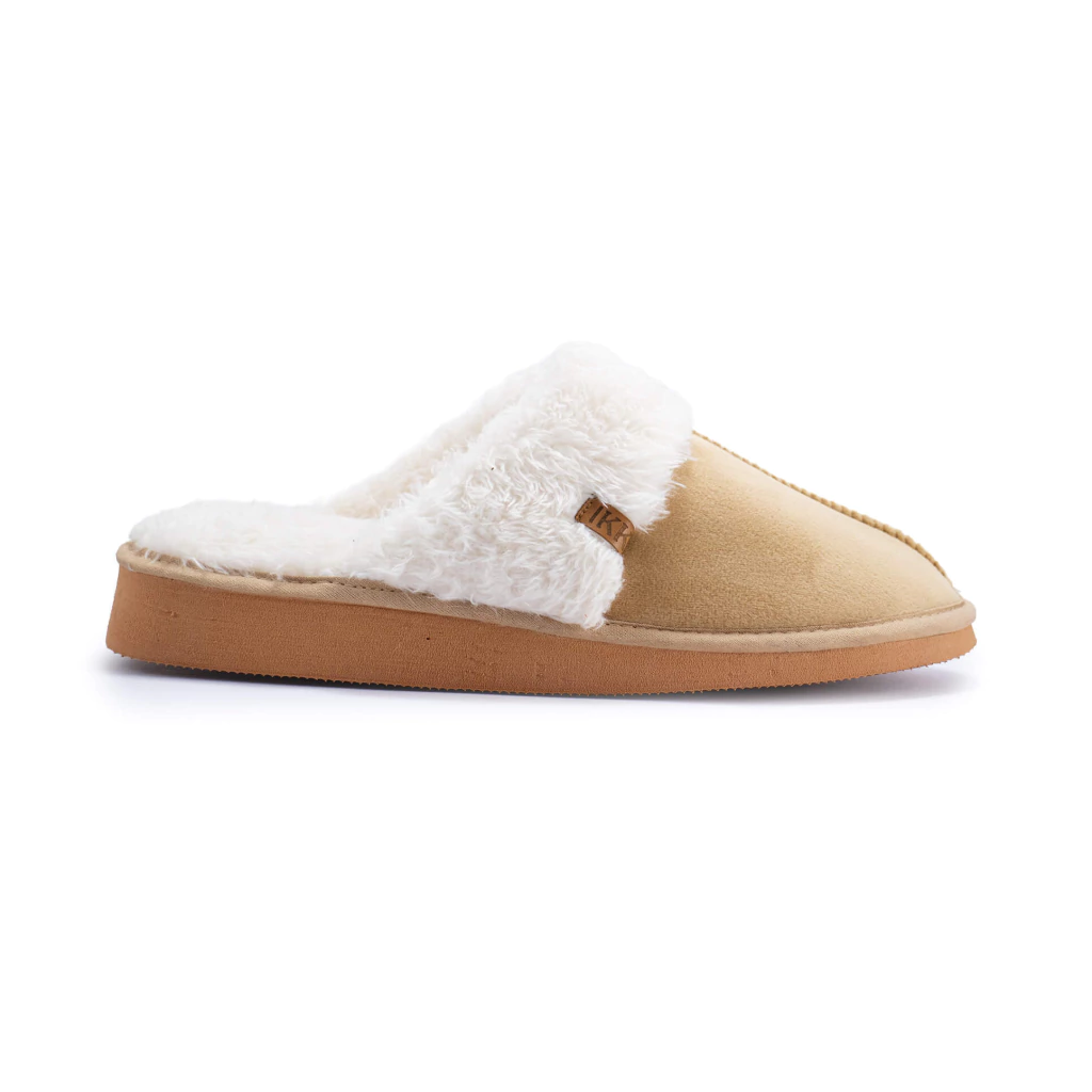 INV. PANTUFLA CHINELA DE PLUSH CON VIVO Y PLANTILLA DE CORDERITO apta para lavarropas
