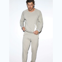 INV. PIJAMA DE HOMBRE MANGAS LARGAS DE ALGODÓN LISO CON TIRAS TEJIDAS