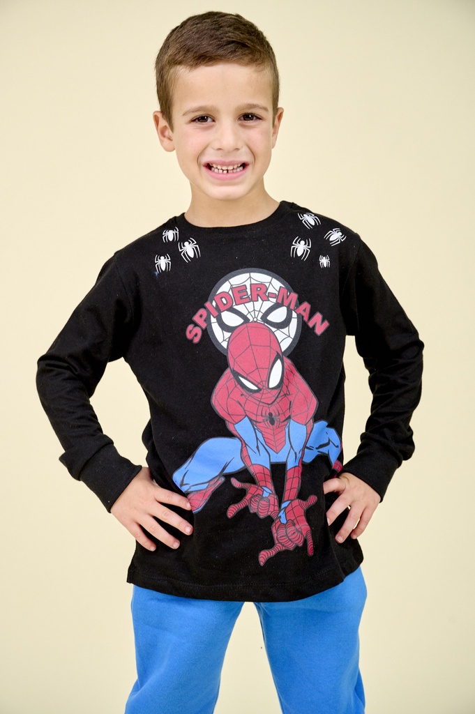 REMERA DE JERSEY ML ESTAMPADA "SPIDERMAN" CON PUÑOS