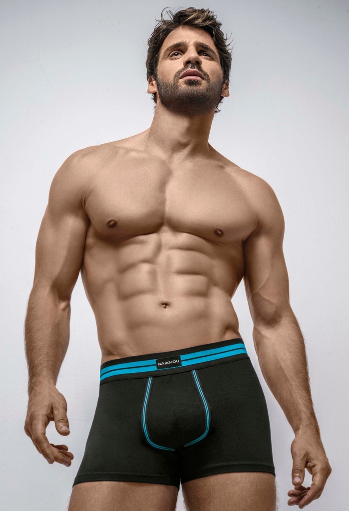 [BAK2012] BOXER LISO CON DETALLE EN CONTRATONO Y ELASTICO PERSONALISADO BAKHOU CONTRATONO (S, BLANCO)