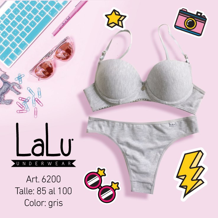 [LALU6200] CONJUNTO TAZA SOFT  ALG/LYCRA C/DIJE Y BASE. (85, AQUA)