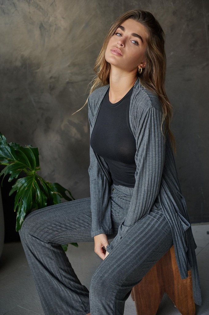 [ANDP8007] DESCUENTO 10% LIQUIDACION DE TEMPORADA! INV. BATA DE MORLEY C/LAZO Y BOLSILLOS (1, GRIS TOPO)