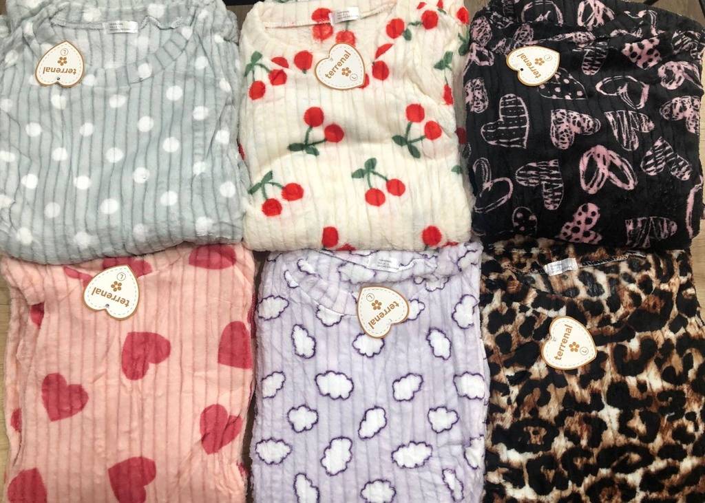 [TERRE11] DESCUENTO 10% LIQUIDACION DE TEMPORADA! INV.  PIJAMA TERRENAL SOFT PELUCHE ESTAMPADO ACANALADO - 6019 (S)