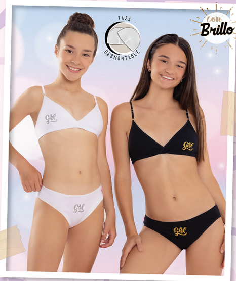 [MAR3019] CONJ. TEEN ALG Y LYCRA ESTAMPADO C/TAZA DESMONTABLE (70, BLANCO)