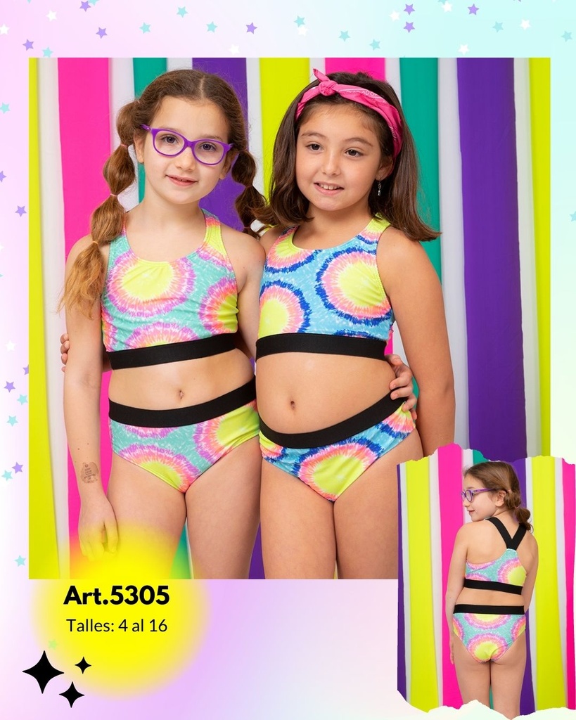 MALLA BIKINI NENA CON ELÁSTICO ANCHO. ESTAMPADO BATIK