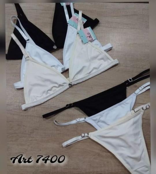 [LALU7400] CONJUNTO BRALETTE MICROFIBRA LISA CON LES REGULABLE (85, BLANCO)