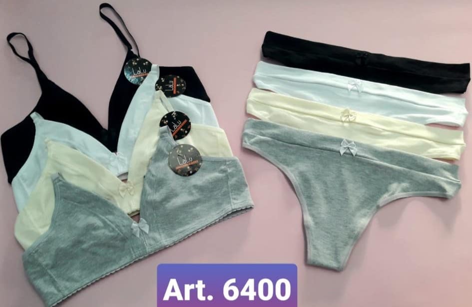 [LALU6400] CONJUNTO TRIANGULO ALGODON Y LYCRA LISO (85, BLANCO)