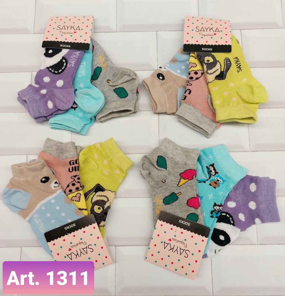 [SAYS8311] PACK X 3 SOQUETES NIÑAS ESTAMPADOS ALGODON (2)