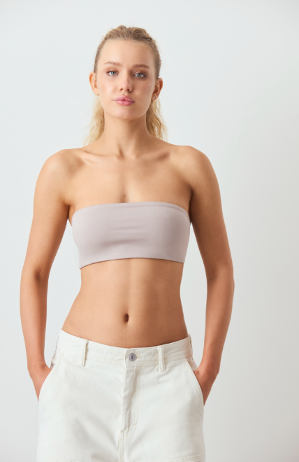 [BGX1710] TOP BANDEAU SIN TAZA DE MICROFIBRA DOBLE (85, BLANCO)