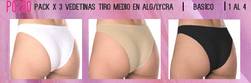 [TRE280] PACK X3 VEDETINAS TIRO MEDIO DE ALGODON Y LYCRA (1)