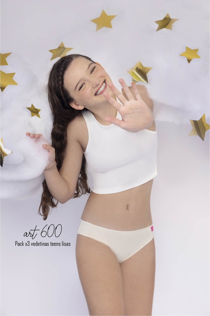 [MAR600] PACK X 3 VEDETINAS TEENS LISAS DE ALGODON Y LYCRA (70)