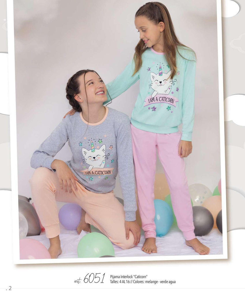 [MAR6051] DESCUENTO 15% LIQUIDACION DE TEMPORADA! I INV. PIJAMA INTERLOCK "CATICORN" (6, GRIS MELANGE)