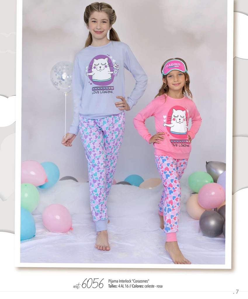 [MAR6056] DESCUENTO 15% LIQUIDACION DE TEMPORADA! I INV. PIJAMA INTERLOCK "CORAZONES" (4, CELESTE)