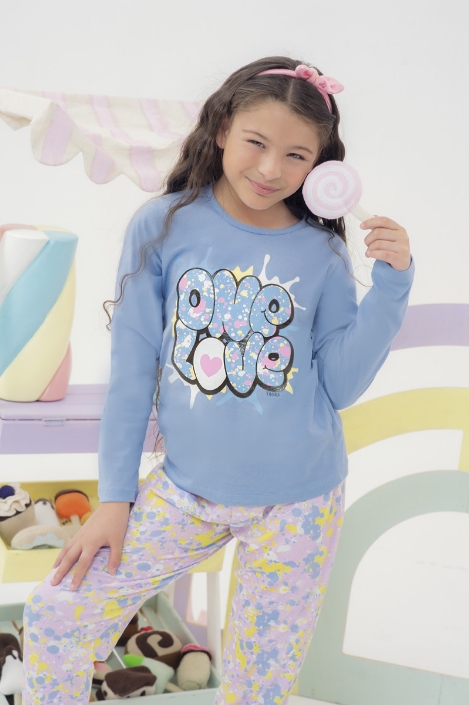 [VTG939] DESCUENTO 10% LIQUIDACION DE TEMPORADA!  INV. PIJAMA DE NENA ALG. "ONE LOVE" - jersey (4, LAVANDA)