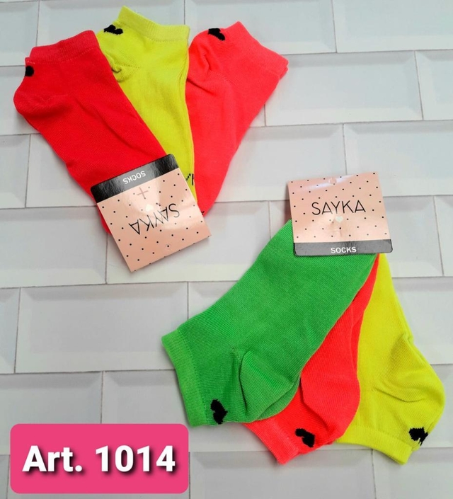 [SAYS1014] PACK X 3  SOQUETES MUJER LISO FLUO