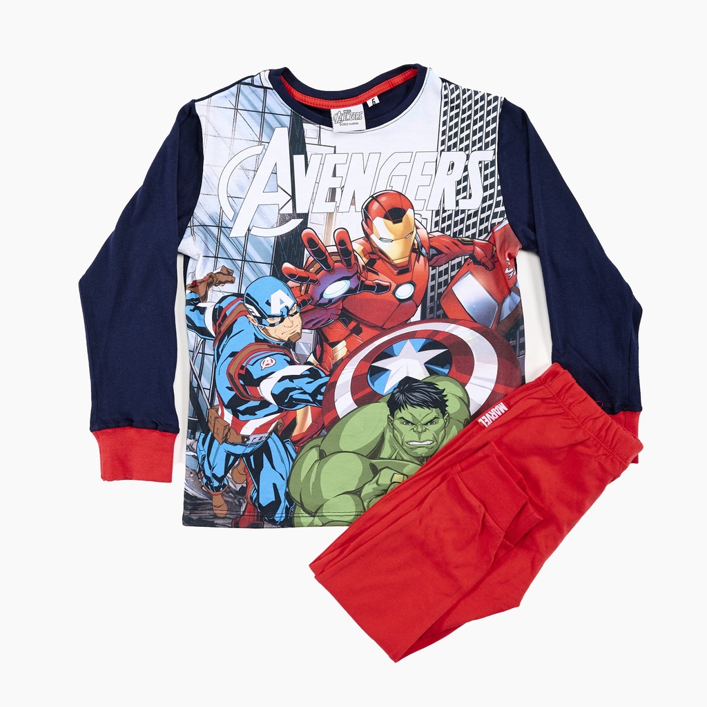 [DIS80737] DESCUENTO 10% LIQUIDACION DE TEMPORADA!  INV. PIJAMA DE JERSEY MODAL ML FRENTE SUBLIMADO "AVENGERS" (10, AZUL)