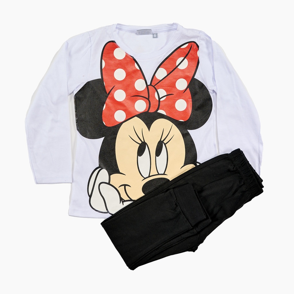 [DIS82337] DESCUENTO 10% LIQUIDACION DE TEMPORADA!  INV. PIJAMA DE JERSEY ML ESTAMPA "MINNIE" Y PANTALON LISO (8, BLANCO)