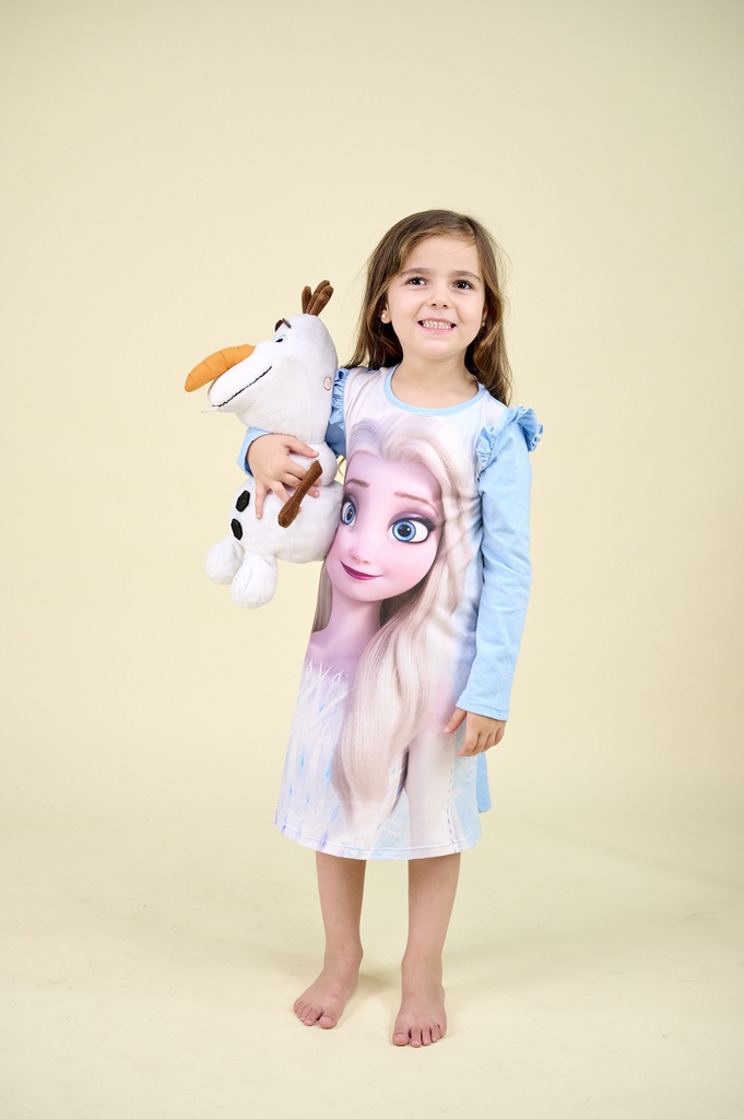 [DIS82418] DESCUENTO 15% LIQUIDACION DE TEMPORADA! I INV. CAMISON ML SUBLIMADO CON VOLADOS "FROZEN" DE JERSEY MODAL (4, BLANCO)