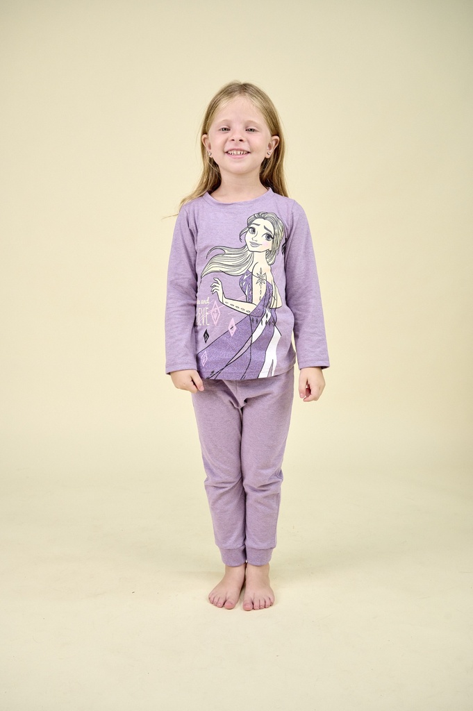 [DIS82424] DESCUENTO 10% LIQUIDACION DE TEMPORADA!  INV. PIJAMA JERSEY ML ESTAMPADO CON GLITTER "FROZEN"  (8, ROSA)