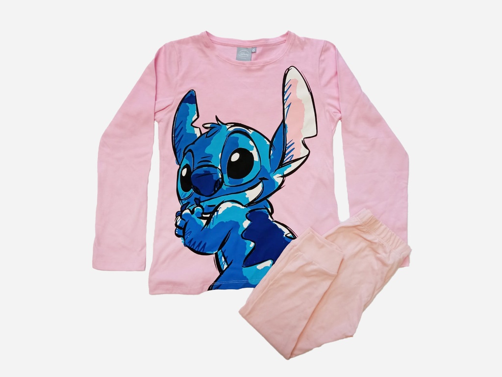 [DIS85017] DESCUENTO 10% LIQUIDACION DE TEMPORADA!  INV. PIJAMA DE JERSEY ML CON ESTAMPA "STITCH" Y PANTALON LISO (14, CELESTE)