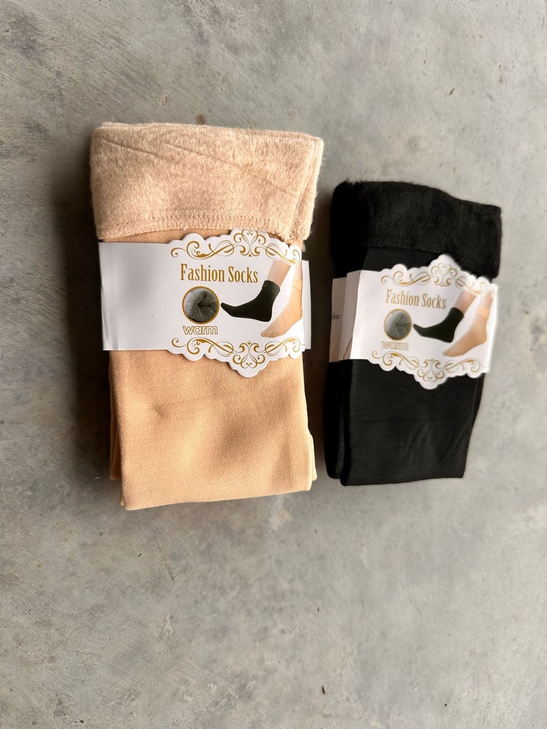 [MEDIASOFT] PACK X 2 MEDIAS TERMICAS PELUCHE - NEGRO/NUDE