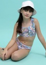 MALLA CONJUNTO NENA DE TRICOT ESTAMPADO TOP CON VOLADOS Y BOMBACHA "AURA"