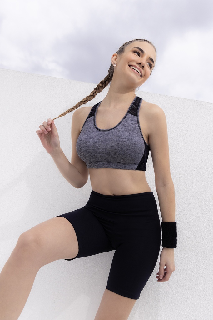 [MELS105] TOP DEPORTIVO CLASICO DE TUL Y MICROFIBRA (85, BLANCO)