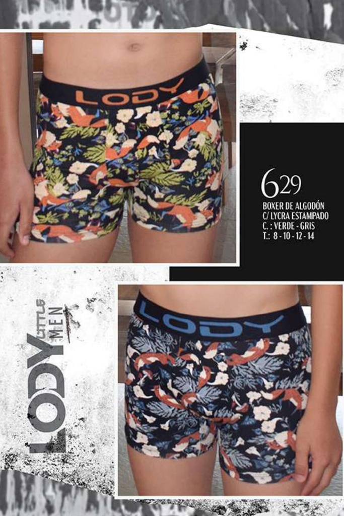 [LM629] BOXER NIÑOS DE ALGODON LYCRA ESTAMPADO ZORROS (8, GRIS)