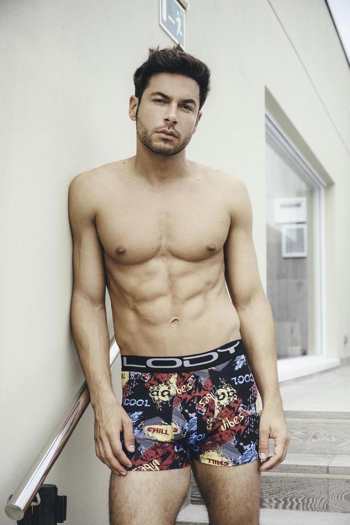 [LM963] BOXER DE ALGODON LYCRA ESTAMPADO CHILL (S, NARANJA)
