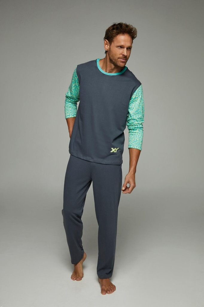 [XY8025] DESCUENTO 10% LIQUIDACION DE TEMPORADA!  INV. PIJAMA LISO CON MANGAS ESTAMPADAS (M)