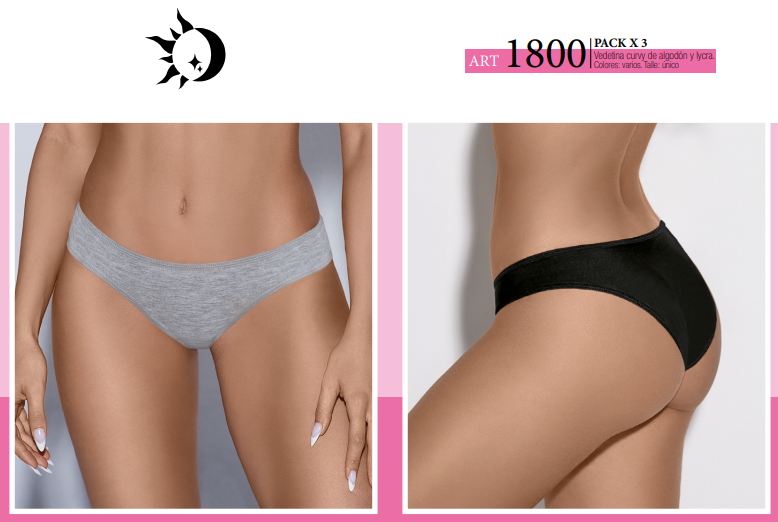 [GAB1800] PACK X 3 VEDETINA MAX ALGODÓN Y LYCRA LISO