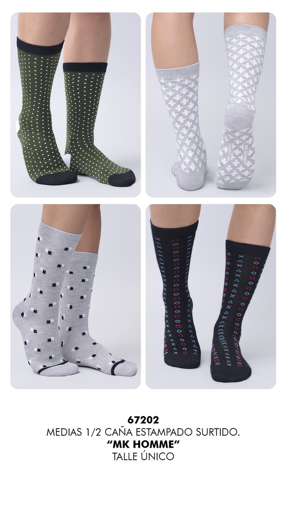 [MKS67202] MEDIAS 1/2 CAÑA ESTAMPADA HOMBRE SURTIDO