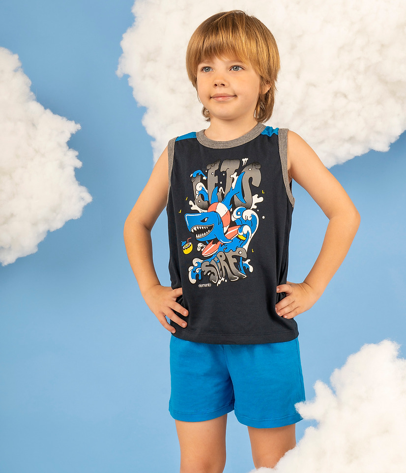 OFF - 15% !! VER. PIJAMA MUSCULOSA Y SHORT "TIBURON-DINO"