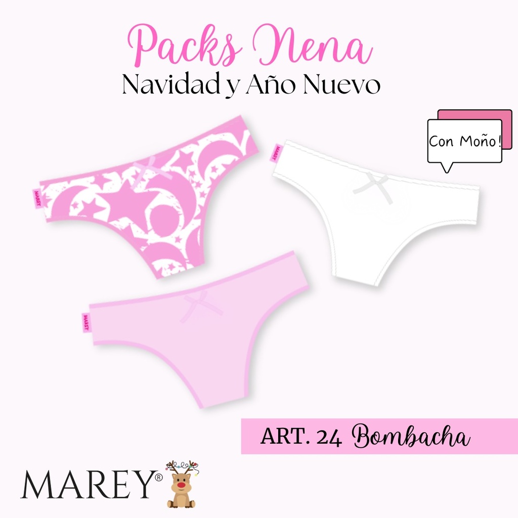 [MAR24R] PACK X3 BOMBACHAS DE NENA LINEA NAVIDAD ROSAS (4)