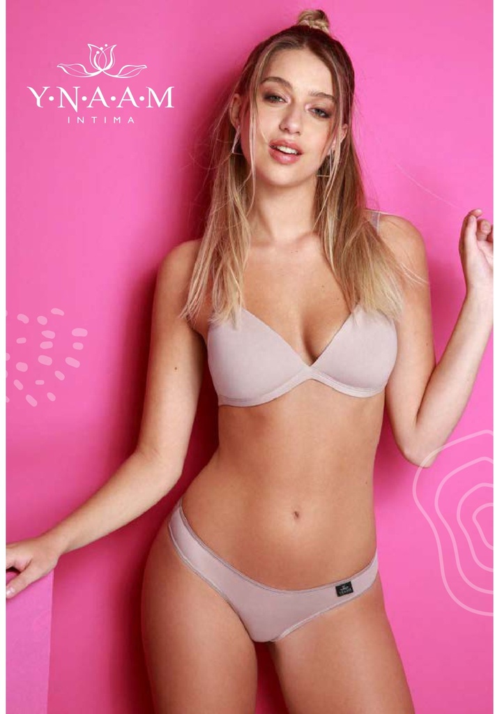 [YN1530] CONJUNTO TAZA SOFT TRIANGULO CON LES DE ALGODON Y LYCRA LISA (100, FUCSIA)