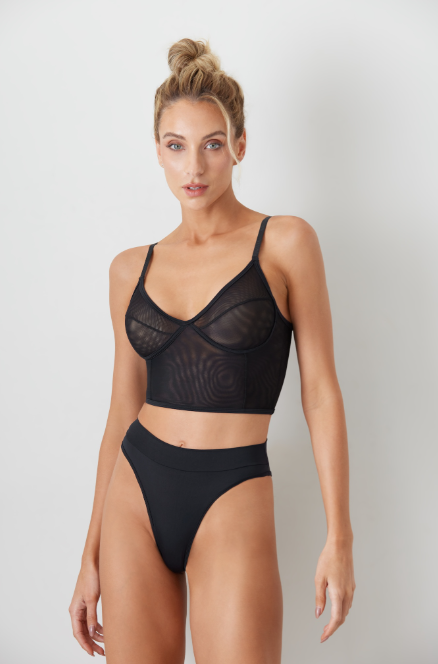 [BGX2404] CONJUNTO CORSET SIN ARCO DE TUL Y LESS DE MICROFIBRA (85)