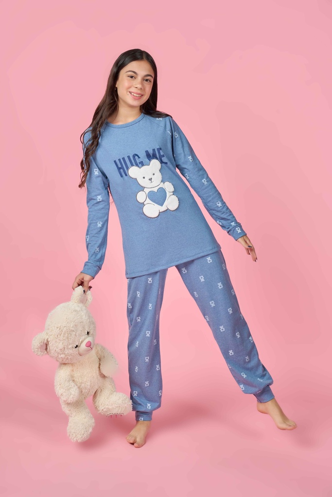 [LEN25955/G] DESCUENTO 10% LIQUIDACION DE TEMPORADA!  INV. PIJAMA ESTAMPADO "OSITO" (10, GRIS)