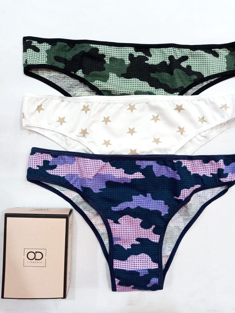 [LOD8601/E] PACK X3 VEDETINA DE ALGODÓN Y LYCRA ESTAMPADA