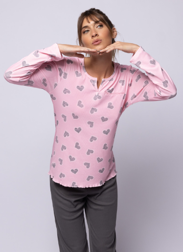 [SP11747] DESCUENTO 10% LIQUIDACION DE TEMPORADA! INV. PIJAMA DAMA REMERA DE MORLEY Y PANTALON LISO (S, ANIMAL PRINT)