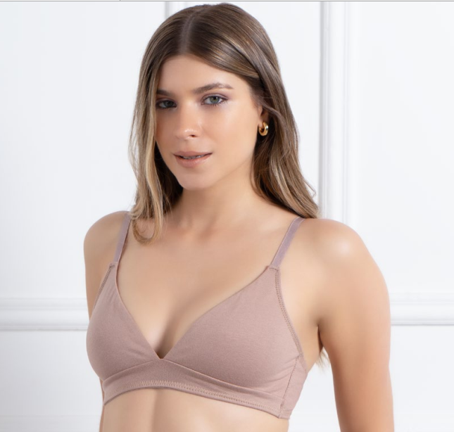 [FOXY1085] CORPIÑO TRIANGULITO DE ALGODÓN Y LYCRA DOBLE TELA PREMOLDEADO (90, BLANCO)