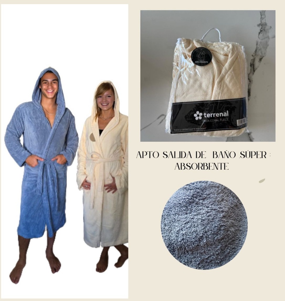 [TERREBCF3] DESCUENTO 10% LIQUIDACION DE TEMPORADA! INV. BATA CORAL FLEECE CON CAPUCHA apta para salida de baño