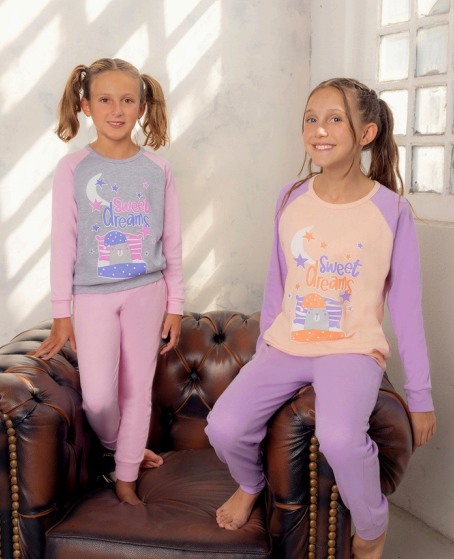 [MAR6059/E] DESCUENTO 15% LIQUIDACION DE TEMPORADA! I INV. PIJAMA NENA DE INTERLOCK ESTAMPADO (16, MELANGE)