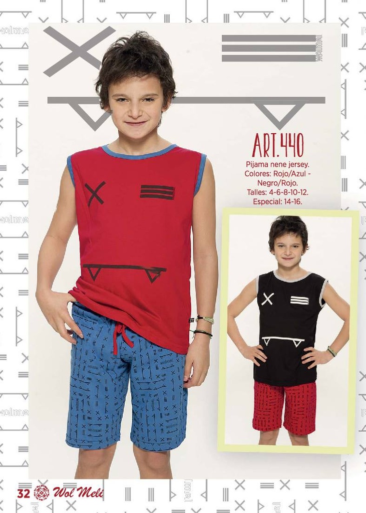 [WOL440] VER. PIJAMA VERANO NENE (2, ROJO)