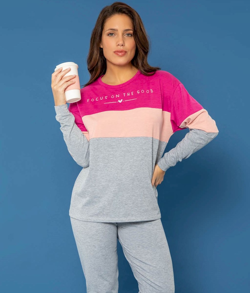 [BIANF25612] DESCUENTO 10% LIQUIDACION DE TEMPORADA!  INV. PIJAMA MUJER LISO TRICOLOR (2, GRIS)