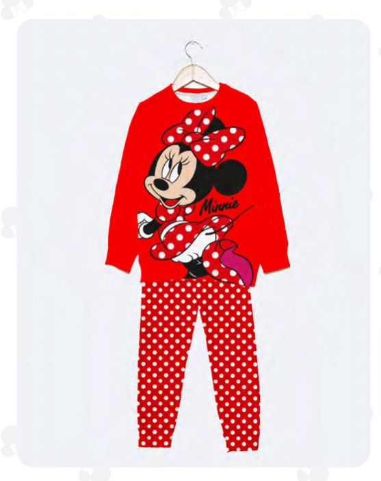[DIS82663] DESCUENTO 10% LIQUIDACION DE TEMPORADA!  INV. PIJAMA DE ALGODÓN Y MODAL ESTAMPADO "MINNIE" Y PANTALON GAMUZADO (12, ROJO)