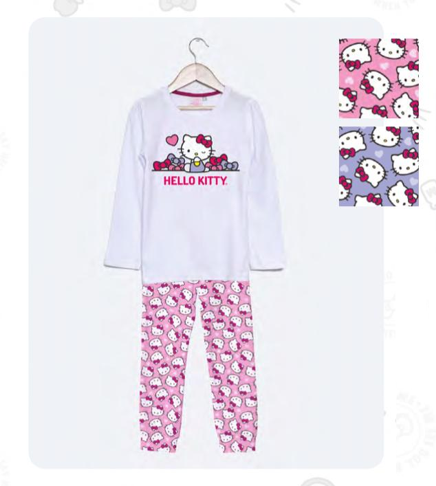 [DIS84009] DESCUENTO 10% LIQUIDACION DE TEMPORADA!  INV. PIJAMA DE ALGODÓN Y MODAL ESTAMPADO "KITTY" (4, LILA)