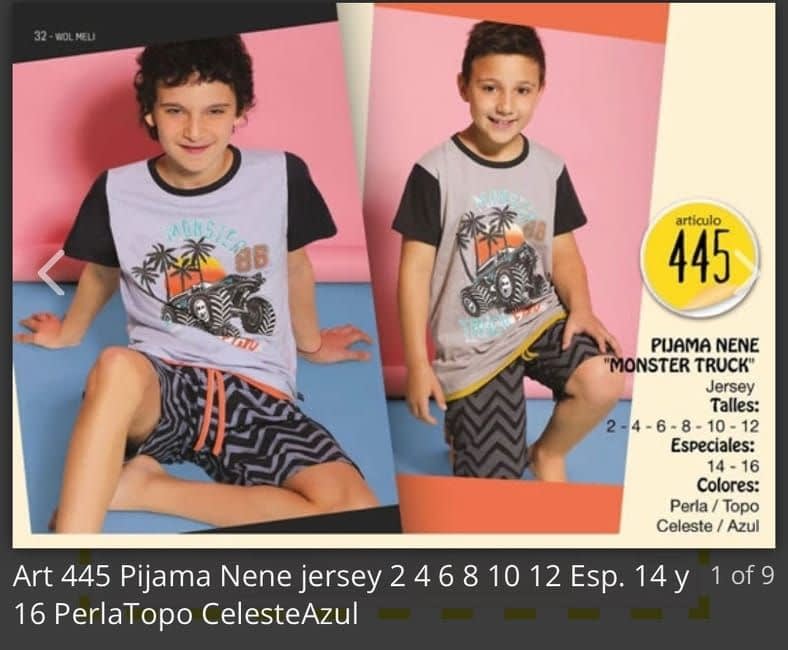 [WOL445] VER. PIJAMA DE JERSEY "MONSTER TRUCK" (2, CELESTE)
